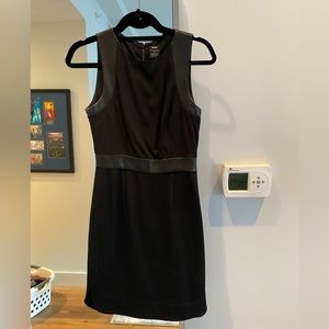 L’agence black dress with leather trim